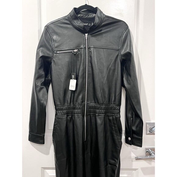 BlankNYC x Free People Black Vegan Leather Jumpsuit With Elastic Waist Medium - Picture 4 of 12